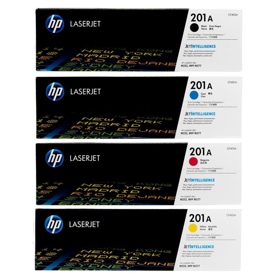 HP 201A Set CF400A CF401A CF402A CF403A Black Cyan Magenta Yellow Toners