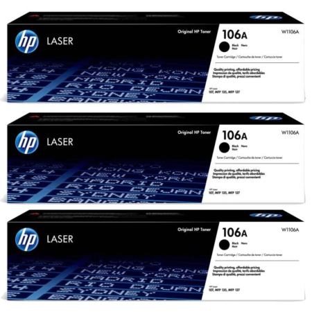 HP 106A Black Original Laser Toner Cartridge x 3
