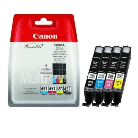 Canon CLI-451 Black Cyan Magenta Yellow Printer Ink Cartridges Original 6524B004 Multi-pack
