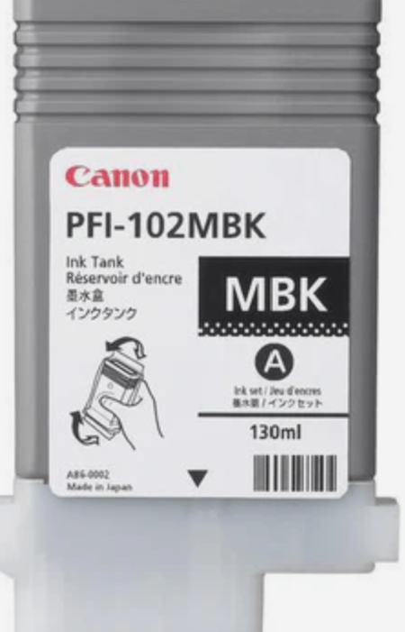 Canon PFI-102MBK Matte Black Printer Ink Tank Cartridge Original 0894B001 Single-pack