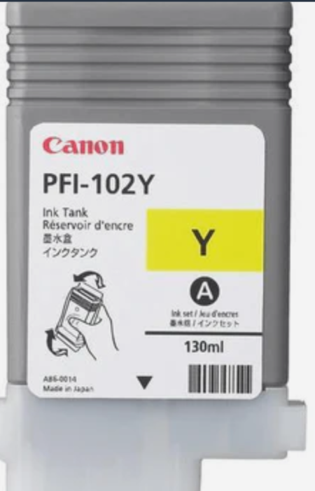 Canon PFI-102Y Yellow Printer Ink Tank Cartridge Original 0898B001 Single-pack