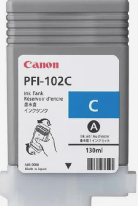 Canon PFI-102C Cyan Printer Ink Tank Cartridge Original 0896B001 Single-pack