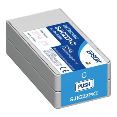 Epson SJIC22P-C Cyan Ink Cartridge for Epson TM-C3500 and ColorWorks C3500 Label Printer C33S020602